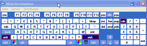 US-Tastatur - Shift gedrückt