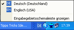 Umschalten zwischen Deutsch und Englisch in Windows XP