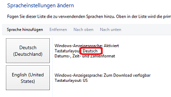 Win8 Tastaturlayout deutsch