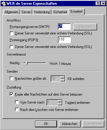 Kopie einer Mail auf Server lassen