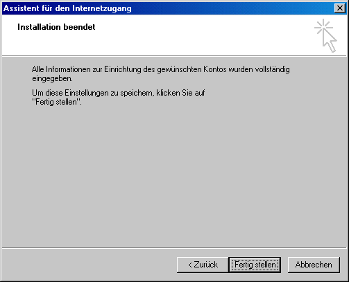 Outlook Express Konto einrichten: Fertig!