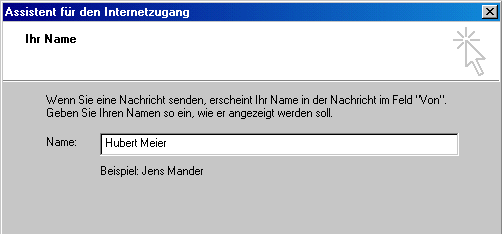 Outlook Express Konto einrichten: Namen eingeben