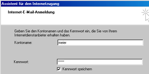 Outlook Express Konto einrichten: Kennwort eingeben