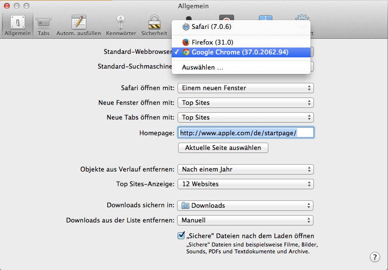 In Safari Firefox als Standard-Browser festlegen