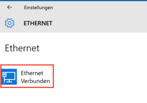Der Ethernet-Adapter wird in den Windows-Einstellungen angezeigt.