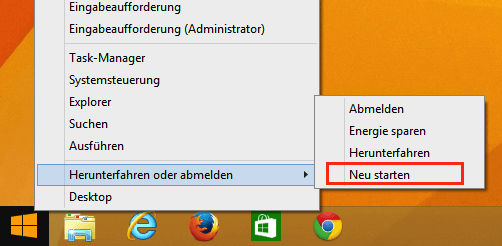 Auswahl Abgesicherter Modus Windows 8