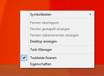 Eigenschaften der Taskbar