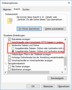 versteckte Ordner anzeigen
