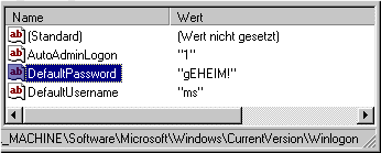 Auto-Login per Registry-Eintrag