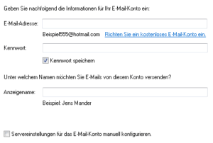 Windows Live Mail: Konto hinzufügen Windows Live Mail: Konto hinzufügen