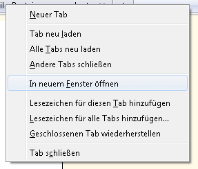 Tab in neuem Fenster öffnen Tab in neuem Fenster öffnen