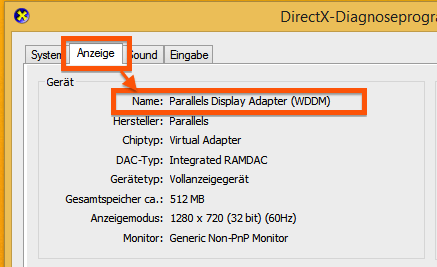 Dxdiag Infos zur Grafikkarte