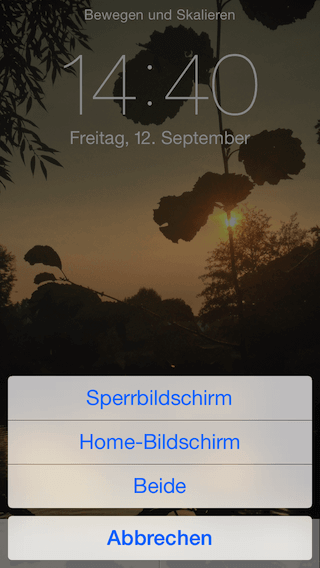 Auswahl, wo das Bild angezeigt werden soll Auswahl, wo das Bild angezeigt werden soll