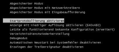 Erweiterte Startoptiontn
