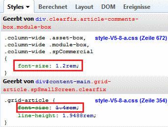Firebug Stil wird überschrieben Firebug Stil wird überschrieben