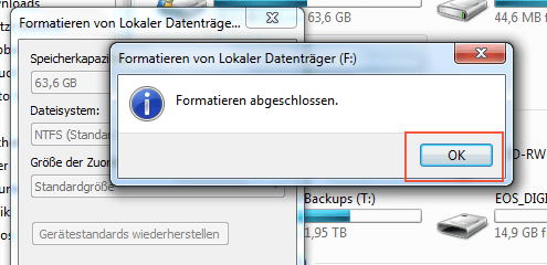 Formatierung abgeschlossen