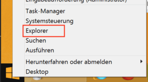 In Windows 8 öffnen Sie den Explorer über das Kontextmenü des Startknopfes.