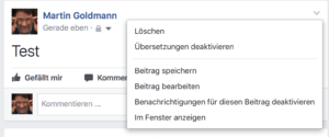 Facebook-Beitrag löschen