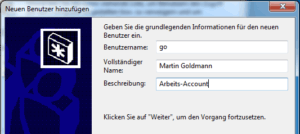 Neuen Benutzer eintragen in Windows 7 Neuen Benutzer eintragen in Windows 7