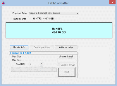 FAT32Formatter in Aktion