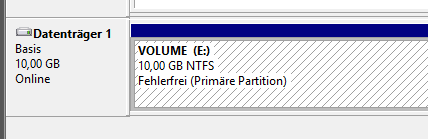 Initialisierter Datenträger mit blauem Balken