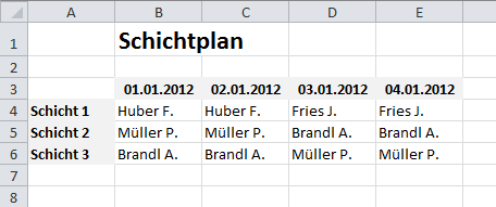 Excel Beispiel Schichtplan Excel Beispiel Schichtplan