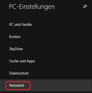 PC Einstellungen Netzwerk