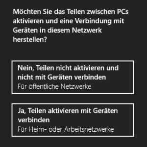 Win8 Netzwerktyp wählen