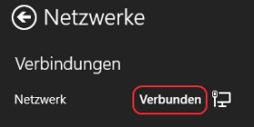 Win8 Netzwerkverbindungen