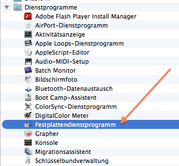 1. Festplattendienstprogramm starten