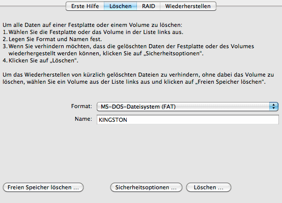 Dialogfenster zum Löschen einer Partition auf dem Mac
