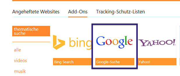 Google auswählen Google auswählen