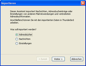 Mit diesem Assistenten importieren Sie Daten aus den Microsoft Produkten Mit diesem Assistenten importieren Sie Daten aus den Microsoft Produkten