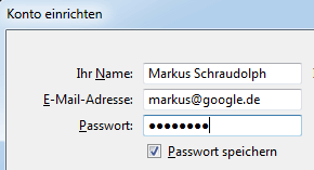 Thunderbird Kontoinformationen allgemein Thunderbird Kontoinformationen allgemein