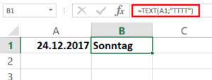 Excel Wochentag ermitteln