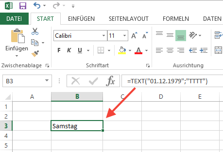 Excel: Zu einem gegebenen Datum den Wochentag berechnen