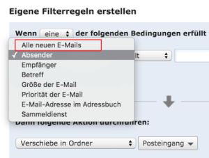 Auswahl Alle neuen E-Mails