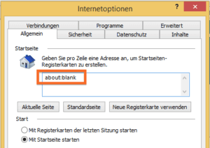 Leere Startseite für den Internet Explorer Leere Seite als Startseite einrichten