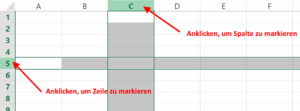 Excel Spalten markieren