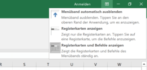 Vollbildmodus in Excel einschalten