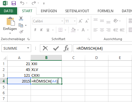 Excel Romische Zahlen Schreiben Tippscout De