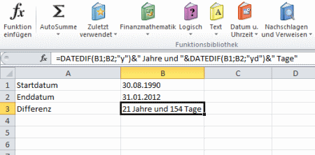 Anzahl tage von bis berechnen
