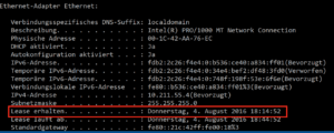 Neuanfang: In ipconfig erfahren Sie, wann Ihr Windows-Computer zuletzt einen DHCP-Lease erhalten hat.