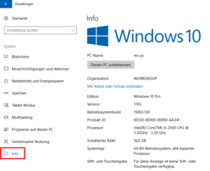 Systeminformationen in Windows 10