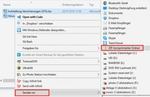 Senden an ZIP-Ordner