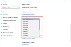 Bildschirmauflösung einstellen