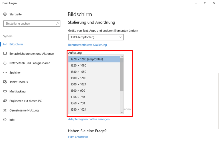 Windows Bildschirmauflösung einstellen und optimieren