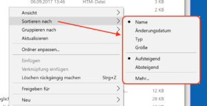 Windows Dateien sortieren