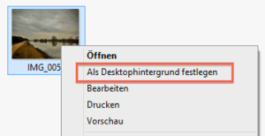 Bild-Kontextmenü: Als Desktophintergrund festlegen