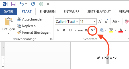 Word Zahlen Und Buchstaben Hochstellen Potenzen Schreiben Tippscout De